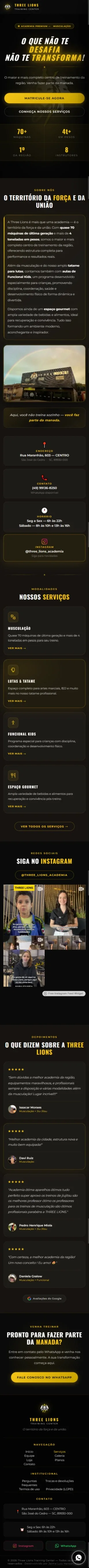 Site do Three Lions no celular.