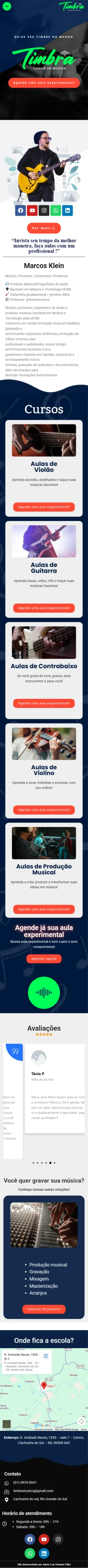 Site da Timbra no celular.